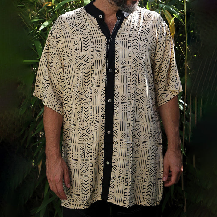 Herren Kurzarm-Hemd mit grafischem Muster Aliams