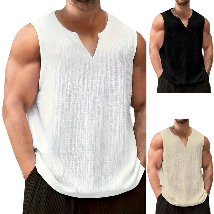 Herren Ärmelloses V-Ausschnitt Shirt aus atmungsaktiven Materialien Aliams