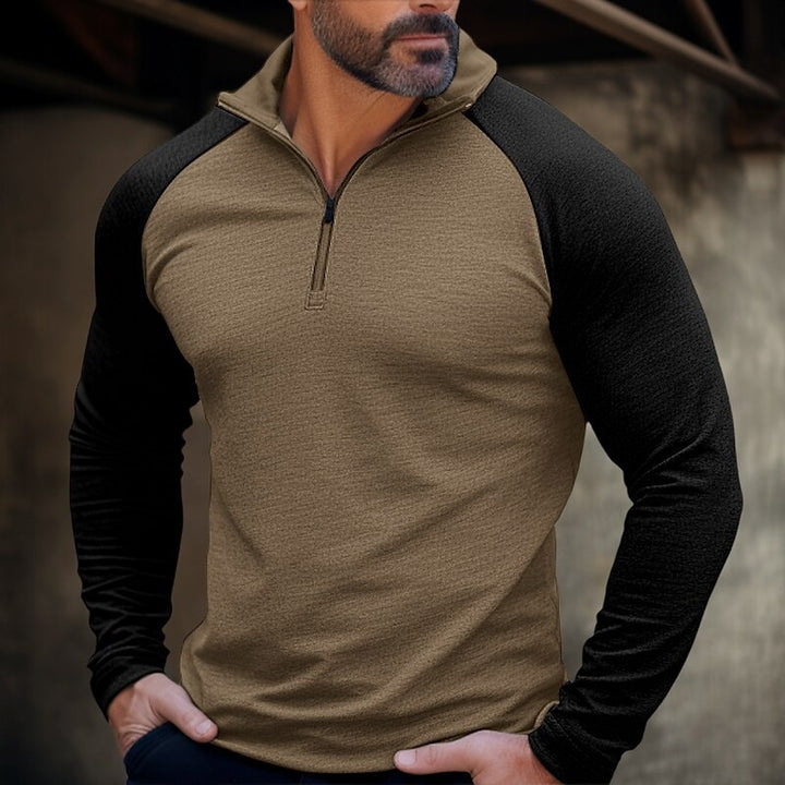 Herren Sportlicher Langarmpullover mit halbem Reißverschluss und ergonomischem Schnitt Aliams