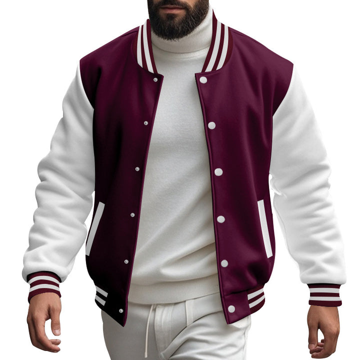 Herren Varsity-Jacke mit kontrastierenden Ärmeln und gestreiften Bündchen Aliams