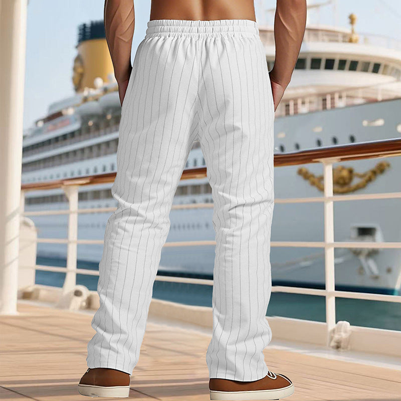 Herren elegante Freizeit-Hose mit stylischem Streifenmuster Aliams