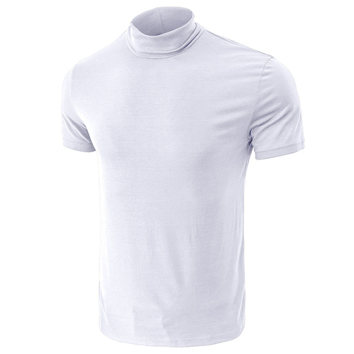 Herren Kurzarm-T-Shirt mit hohem Kragen und elastischem Material Aliams