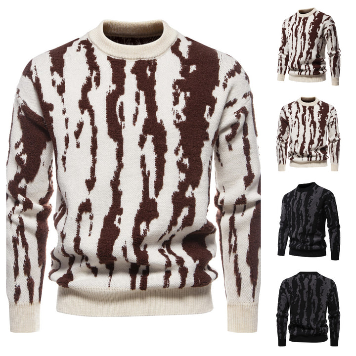 Herren Strickpullover mit modernem Zopfmuster und hohem Kragen Aliams