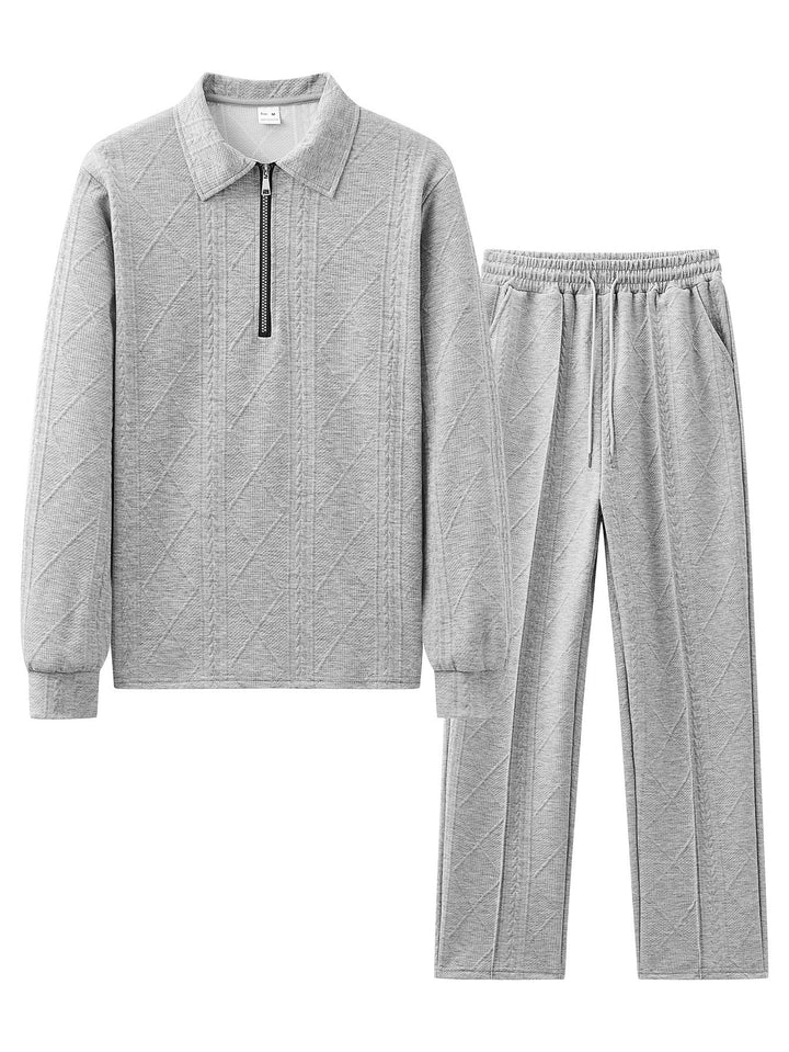 Herren gemütlicher Freizeitanzug mit Reißverschluss und Rippstruktur Aliams