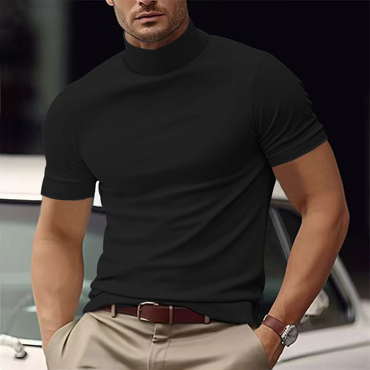 Herren modisches Kurzarm-Turtleneck-Shirt aus atmungsaktivem Material Aliams