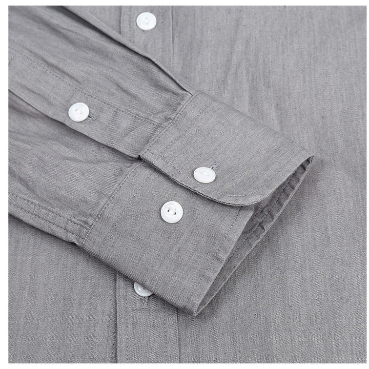 Herren Denim Langarmhemd mit modernem Schnitt und Brusttasche Aliams