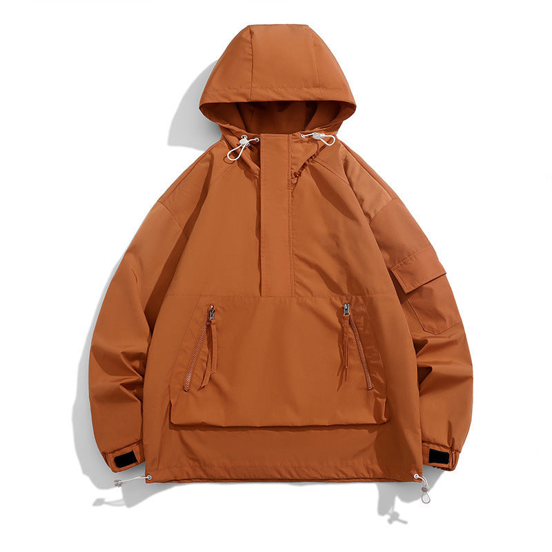 Herren Wasserabweisende Outdoor-Jacke mit großer Kapuze und praktischen Taschen Aliams