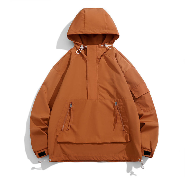 Herren Wasserabweisende Outdoor-Jacke mit großer Kapuze und praktischen Taschen Aliams