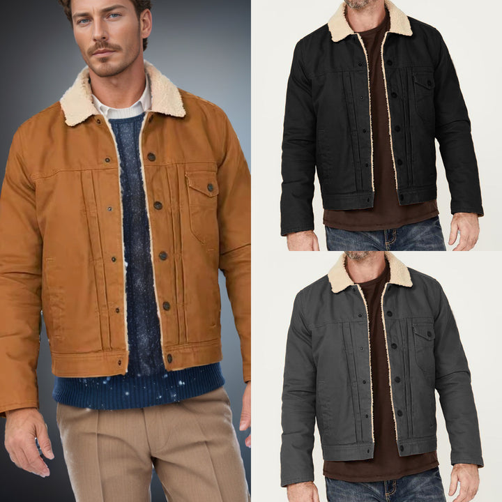 Herren warme und stilvolle Jacke mit Sherpa-Futter Aliams