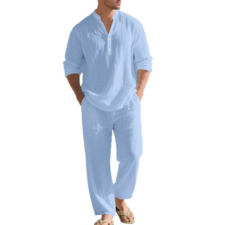 Herren Freizeit-Loungewear-Set mit langärmligem Hemd und bequemen Jogginghosen Aliams
