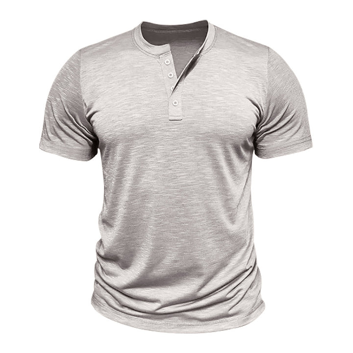 Herren Kurzarm-Henley-T-Shirt mit hochwertigem, atmungsaktivem Baumwollmix Aliams