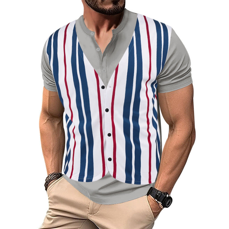 Herren Hemd-Weste Kombination mit modernem Streifenmuster Aliams