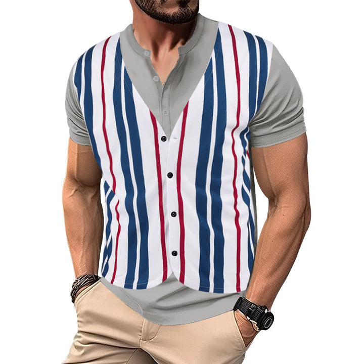 Herren Hemd-Weste Kombination mit modernem Streifenmuster Aliams