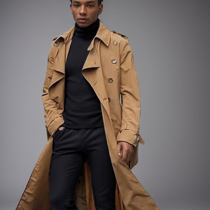 Herren eleganter Trenchcoat mit doppelter Knopfleiste und modernem Schnitt Aliams
