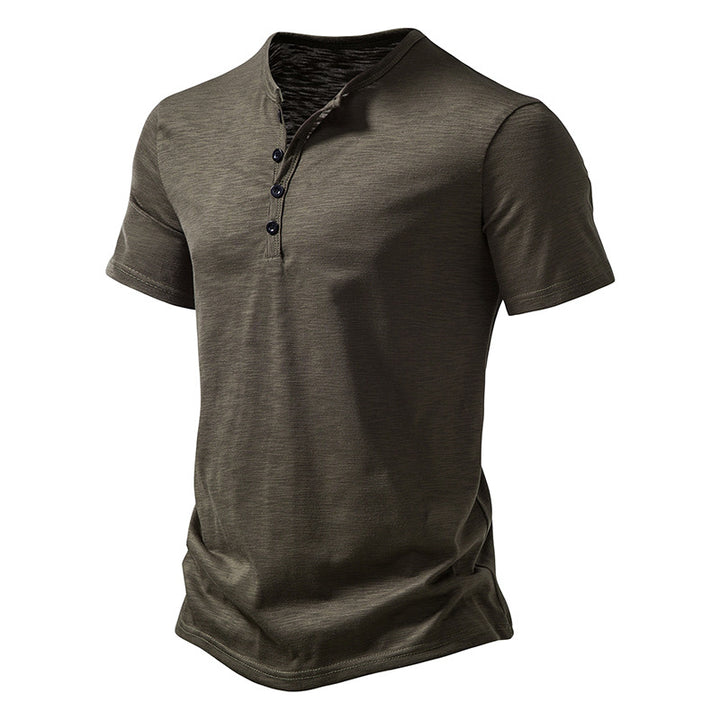 Herren Kurzarm Henley-T-Shirt mit Knopfleiste und atmungsaktivem Material Aliams