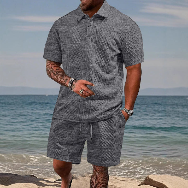 Herren sportliches Polo- und Shorts-Set mit strukturiertem Design Aliams