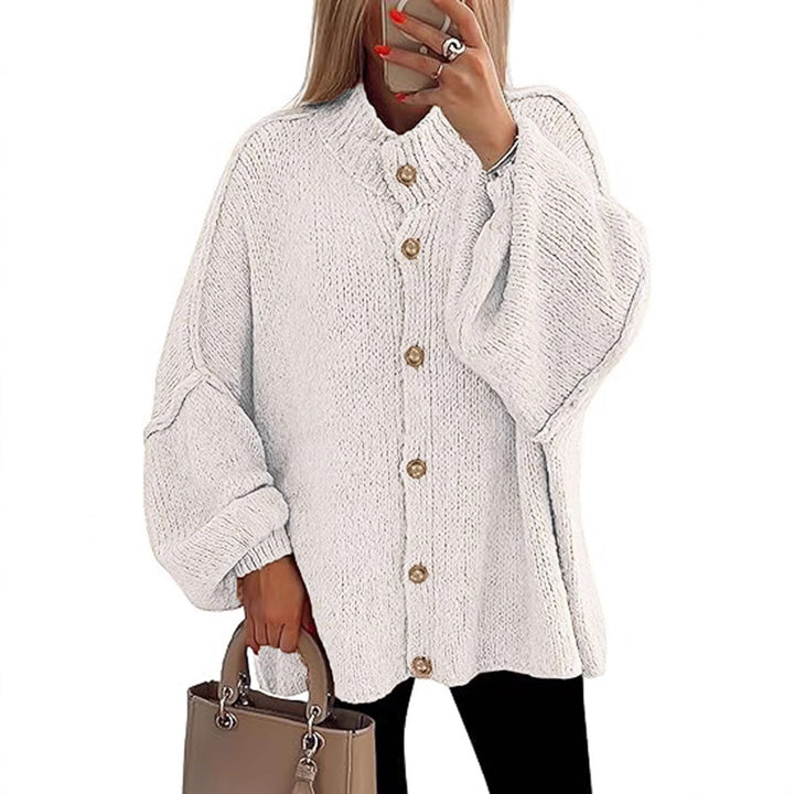 Damen oversized Strickjacke mit Knopfverschluss Aliams