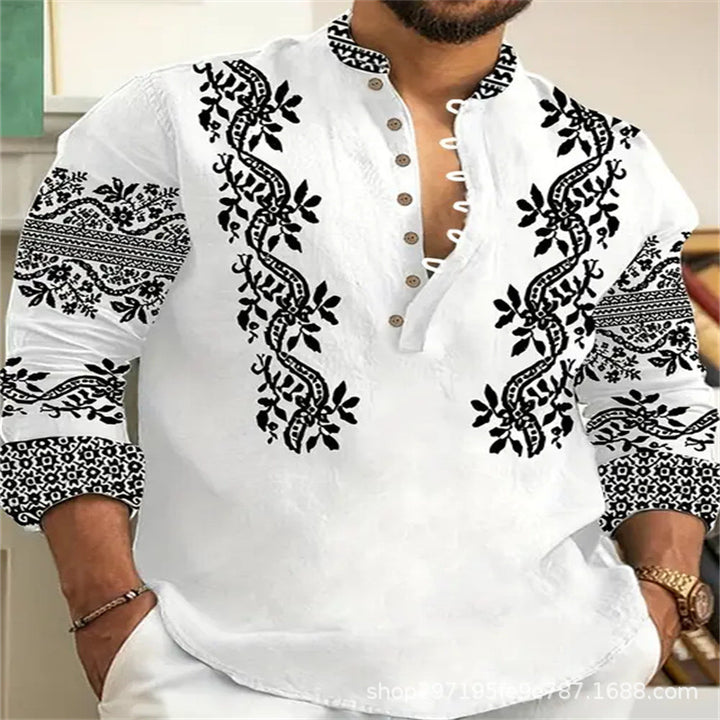 Herren gesticktes lässiges Hemd mit Knopfleiste Aliams