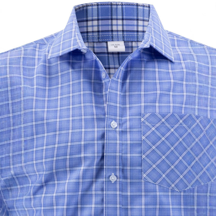 Herren elegantes Karomuster Langarmhemd Aliams