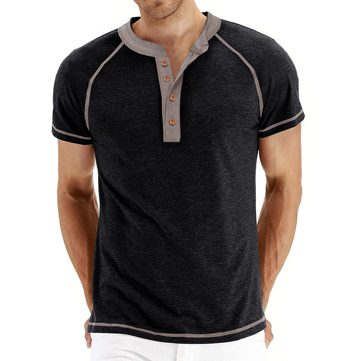 Herren Kurzarm Henley-Shirt mit Kontrastdetails und strapazierfähigem Stoff Aliams