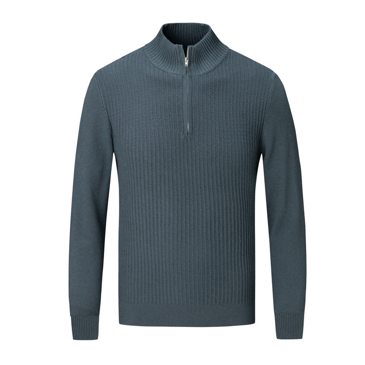 Herren Strickpullover mit modernem Stehkragen und feinem Rippdesign Aliams