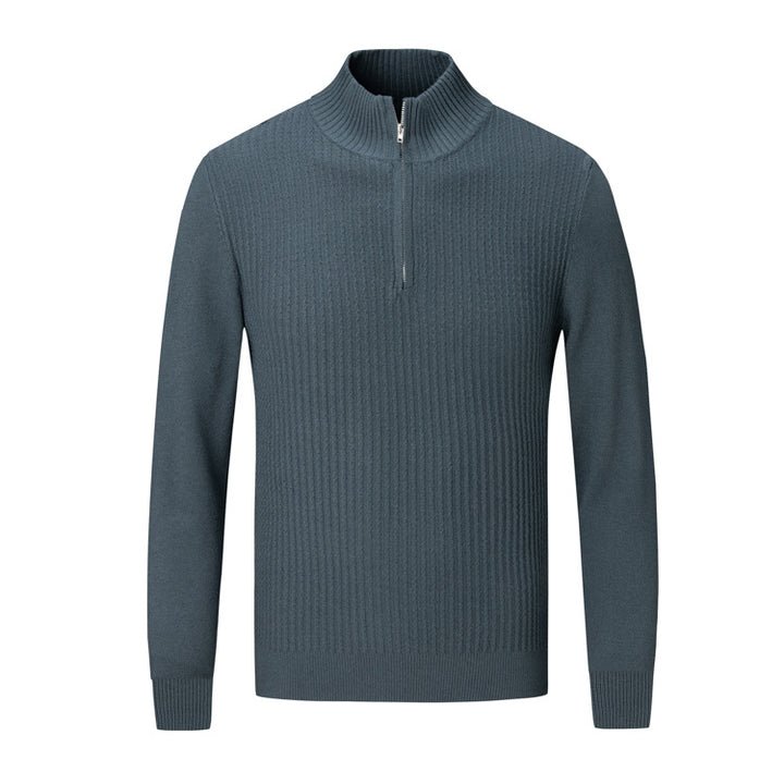 Herren Strickpullover mit modernem Stehkragen und feinem Rippdesign Aliams