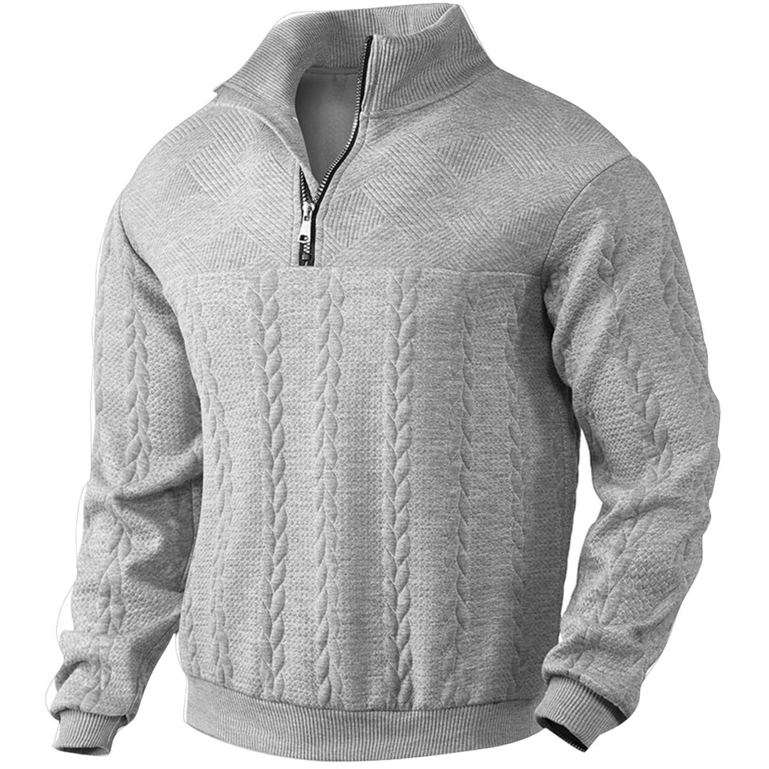 Herren Hoher Kragen Strickpullover mit Reißverschluss Aliams