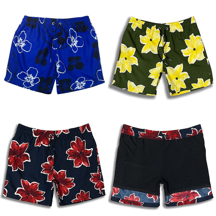 Herren Badeshorts mit hochwertigem Blumendesign und flexiblem Kordelzug Aliams