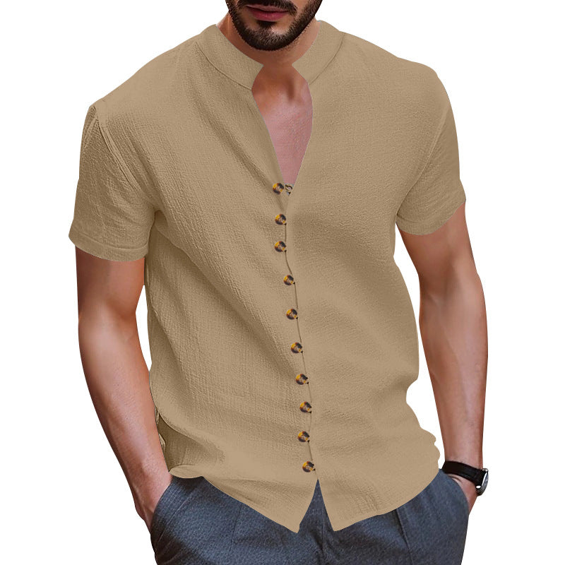 Herren Kurzarm-Henley-Hemd mit modischen Knopfdetails und lässiger Passform Aliams
