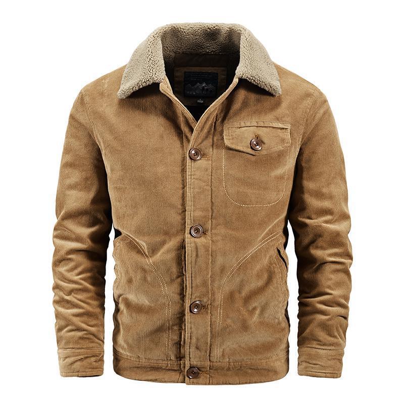 Herren Cordjacke mit kuscheligem Kragen und praktischen Taschen Aliams