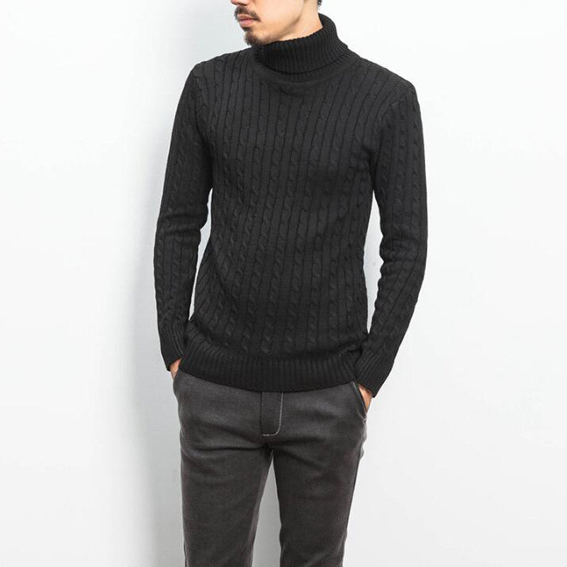 Herren komfortabler Rollkragenpullover mit Zopfmuster Aliams