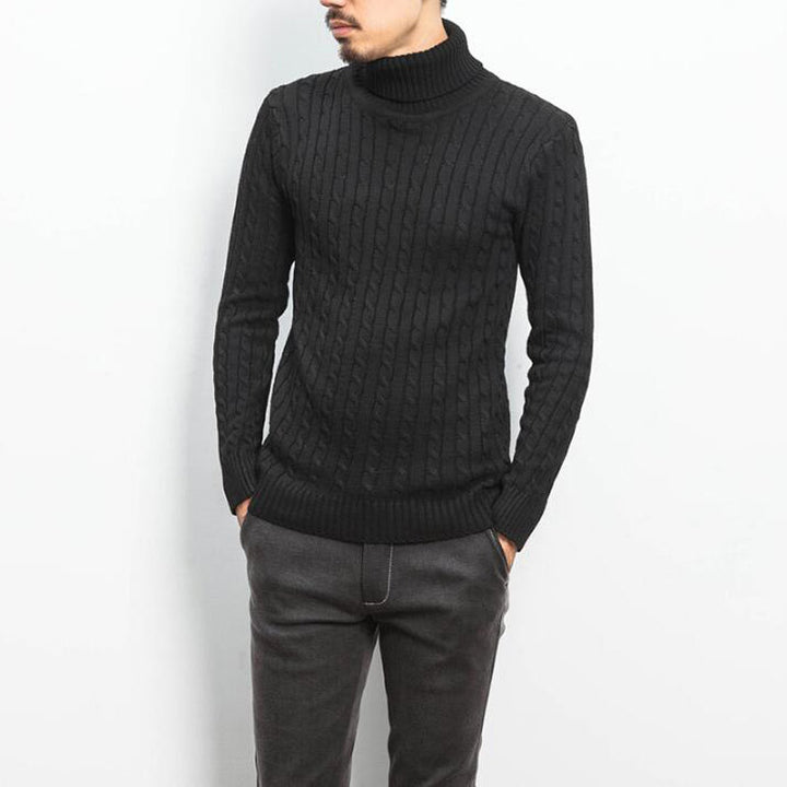 Herren komfortabler Rollkragenpullover mit Zopfmuster Aliams