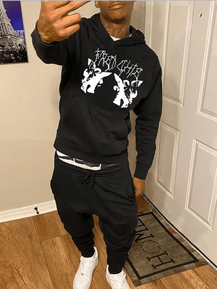 Herren Sportliches Hoodie und Jogginghose Set mit kreativem Grafikdesign Aliams