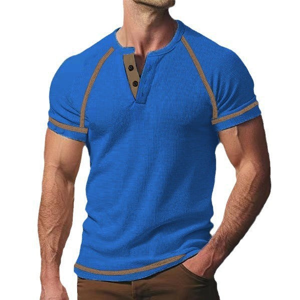 Herren Kurzarm-Henley-Shirt mit modischem Knopfdesign Aliams