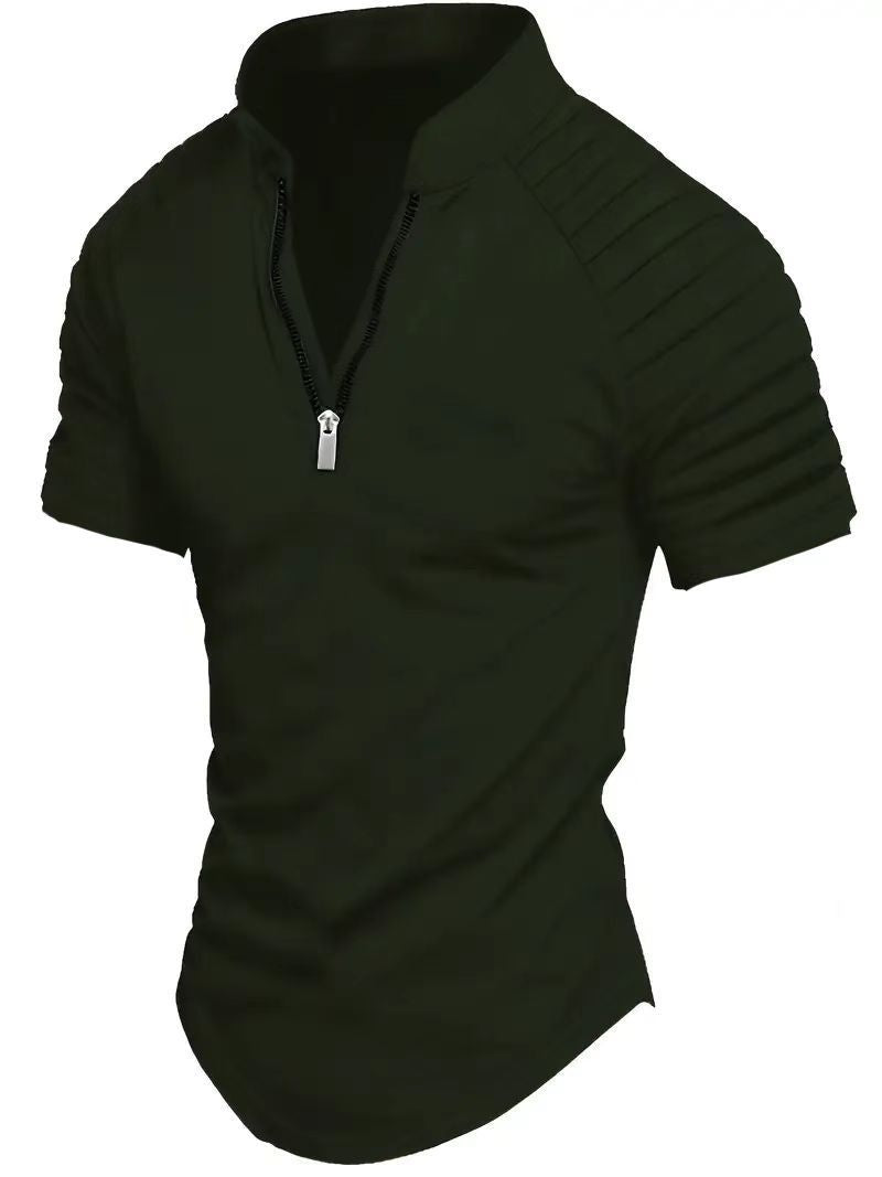 Herren Sportliches Kurzarm-Zip-Shirt Aliams