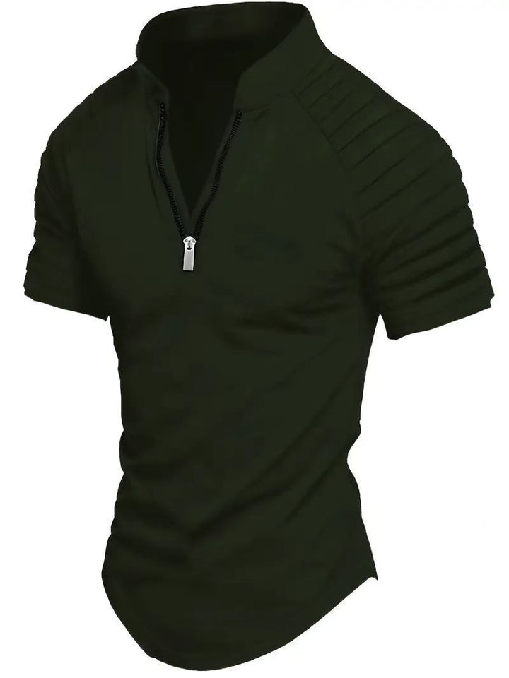 Herren Sportliches Kurzarm-Zip-Shirt Aliams