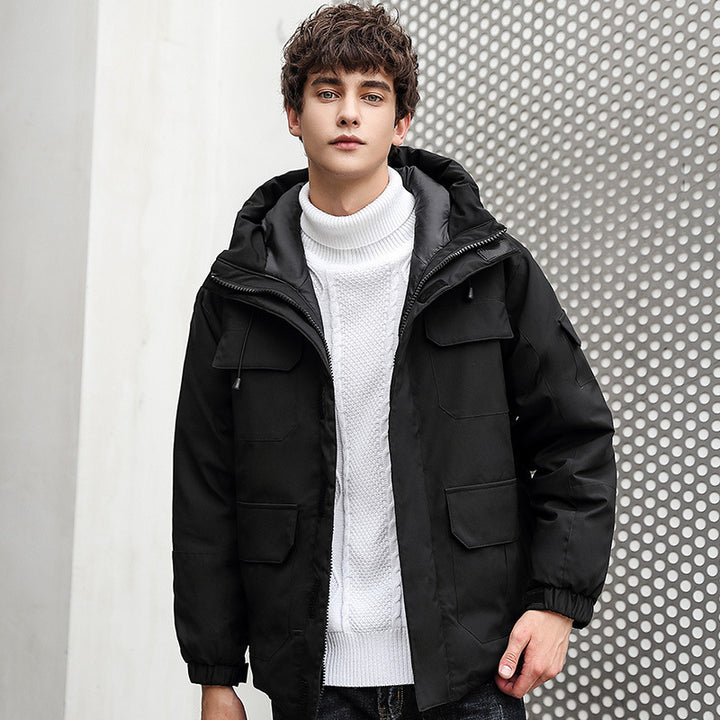 Herren wetterfeste Utility-Jacke mit Kapuze und Taschen Aliams