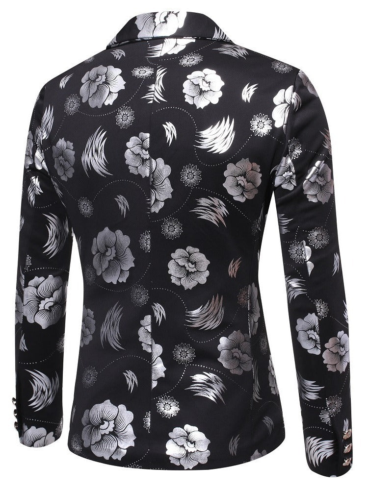 Herren eleganter Blazer mit luxuriösem Blumenmuster Aliams