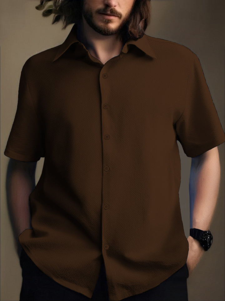 Herren Kurzarm-Hemd mit strukturiertem Gewebe und modernen Details Aliams