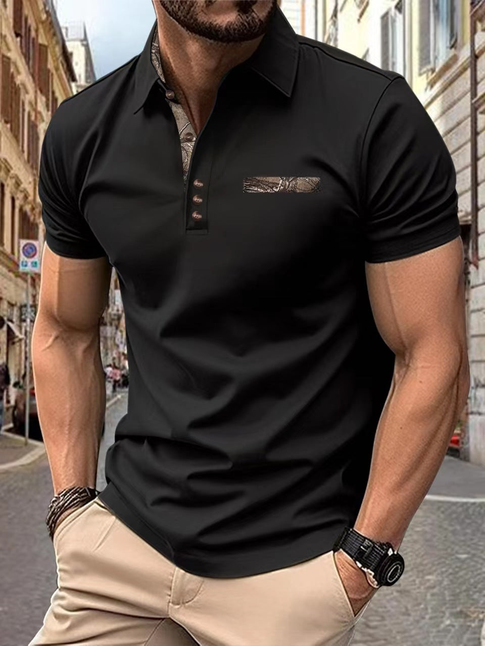 Herren Poloshirt mit stilvollem Kragen und modischem Brusttaschen-Design Aliams