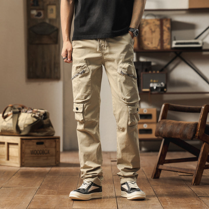 Herren robuste Cargo-Hose mit vielseitigen Taschen und verstellbarem Bund Aliams