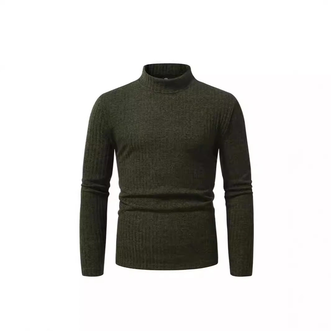 Herren eleganter Rollkragenpullover mit vertikalem Rippstrickdesign Aliams