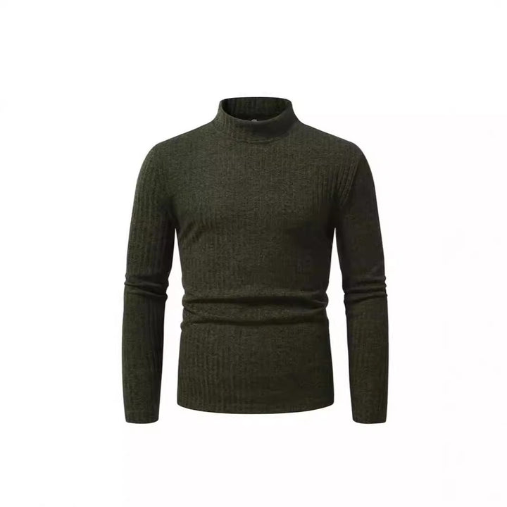 Herren eleganter Rollkragenpullover mit vertikalem Rippstrickdesign Aliams
