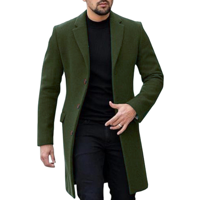 Herren eleganter Wollmantel mit modernem Schnitt und praktischen Taschen Aliams