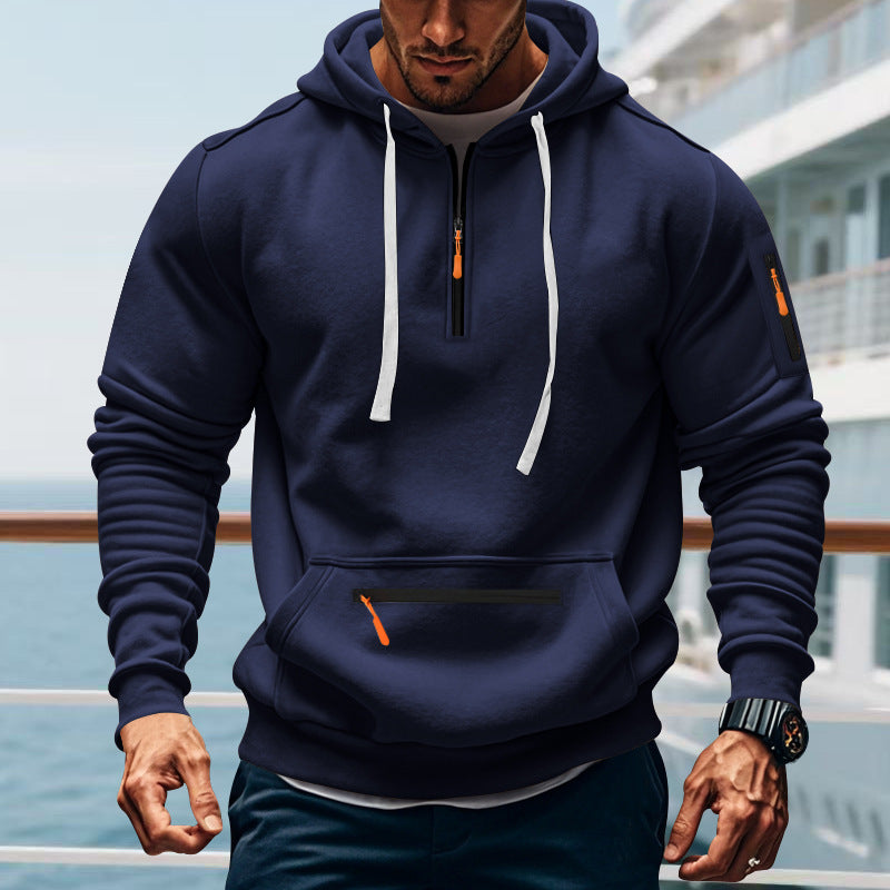 Herren sportlicher Kapuzenpullover mit Reißverschluss und praktischen Taschen Aliams
