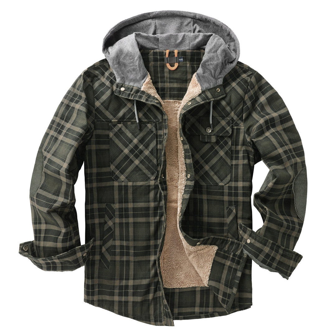 Herren Flanelljacke mit Kapuze und weichem Futter Aliams