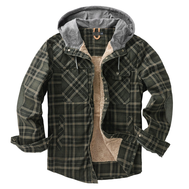 Herren Flanelljacke mit Kapuze und weichem Futter Aliams