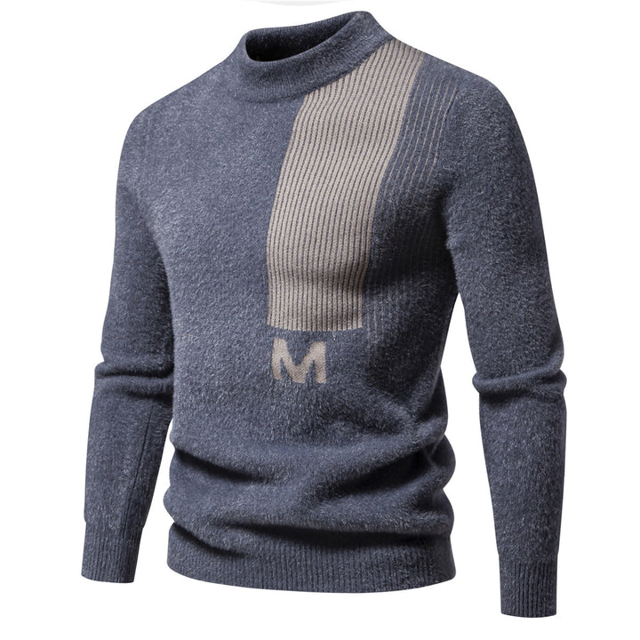 Herren Hochwertiger Strickpullover mit modernem Stehkragen und strukturiertem Design Aliams