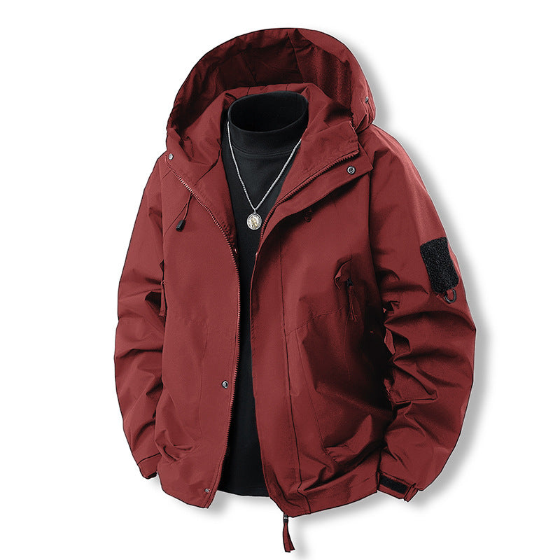 Herren funktionale Outdoor-Jacke mit verstellbarer Kapuze und praktischen Taschen Aliams