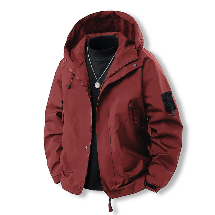 Herren funktionale Outdoor-Jacke mit verstellbarer Kapuze und praktischen Taschen Aliams